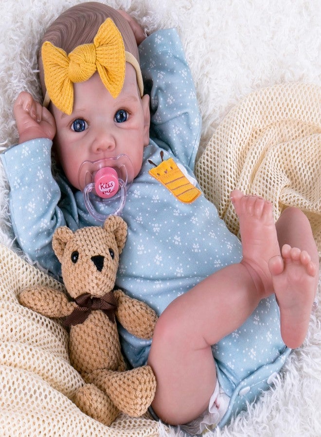 Aori Reborn Baby Dolls Girl - 20 Inch Realistic Handmade Cloth Body Newborn Baby Doll with Blue Eyes & Hand-Painted Hair Weighted Cuddle Doll for Companion, Gift for Seniors, Collectors & Kids 3+ - Image 1
